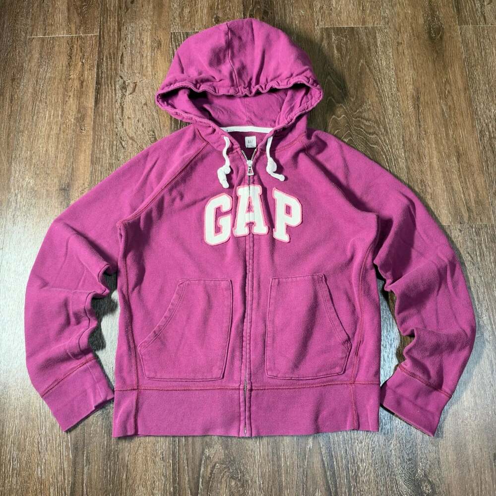 Vintage Gap Arch Logo Full Zip Hoodie Magenta Pink Size M